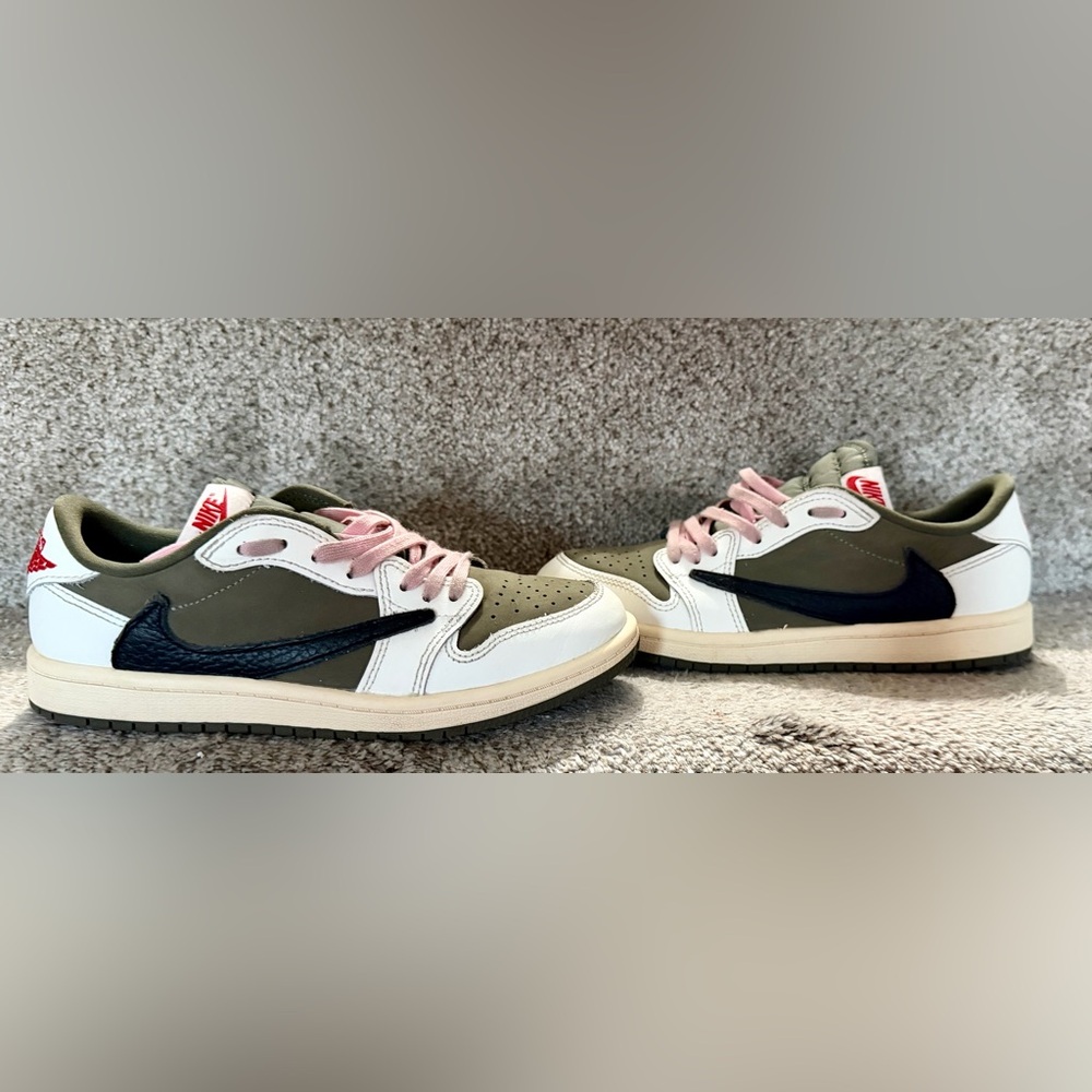Travis Scott Kids Sneakers in Olive, Pink, and Black